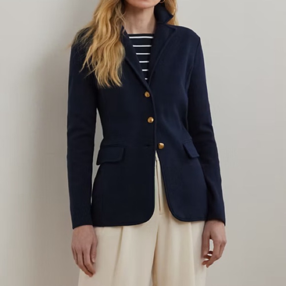 Women’s Ralph Lauren Navy Cotton Knit Blazer Size 1X